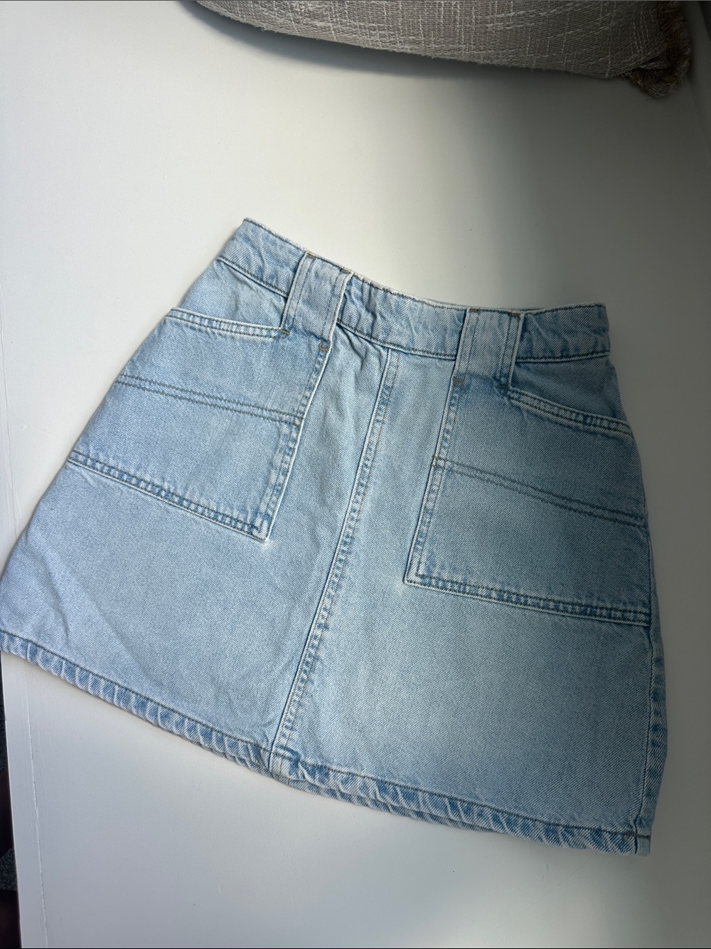 BDG High Waist Light Blue Denim A-Line Mini Skirt